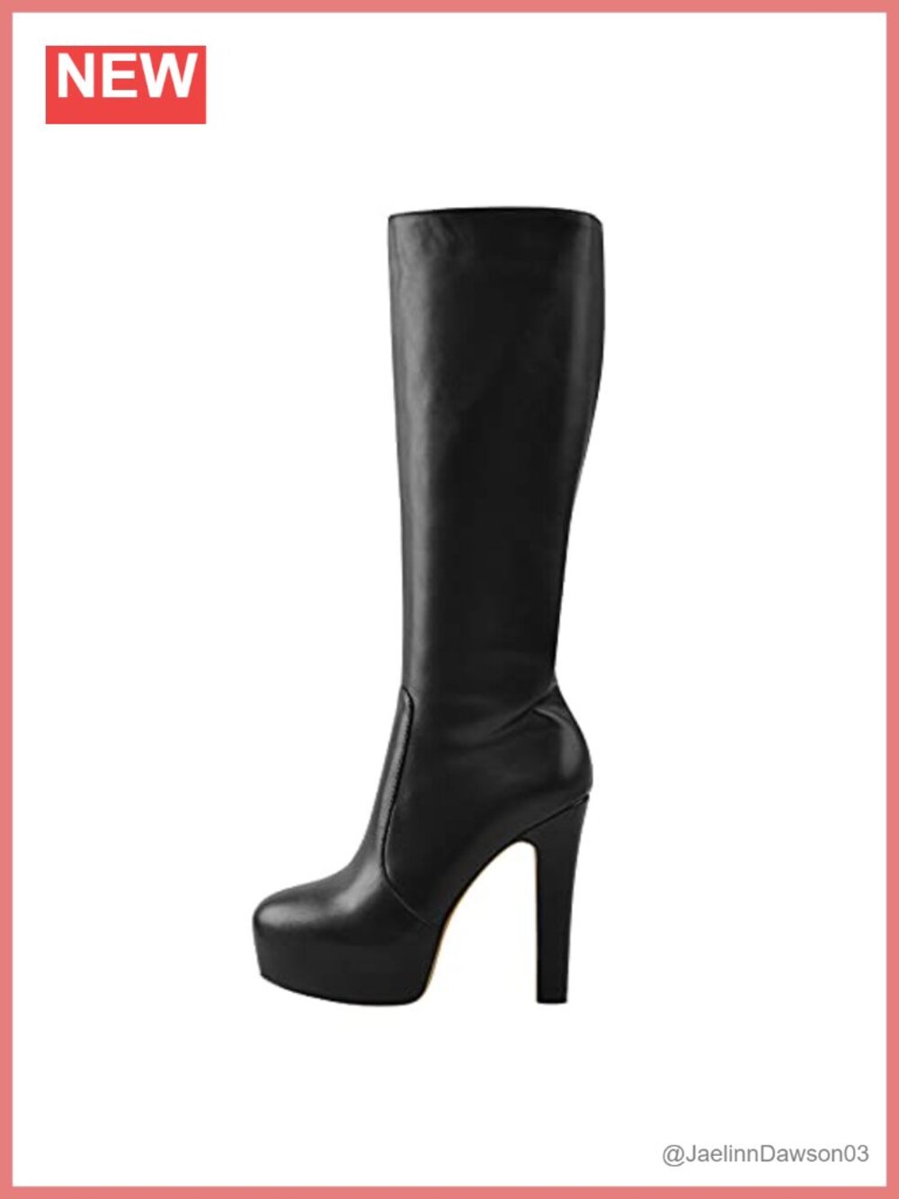 Women's Knee High Chunky Heel Block Platform Boots Side Zipper Vegan Leather